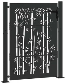 Portão de Jardim Preto 105 x 125 cm Aço com Revestimento em Pó