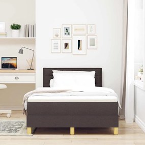 Cama Box Spring com Colchão e LED Castanha Escura 120x200 cm Tecido