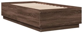 Estrutura de cama 75x190 cm derivados madeira carvalho castanho