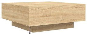Mesa de centro com luzes LED 80x80x31 cm carvalho sonoma