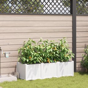 Jardineiras vidaXL com Sistema de Irrigação 3 pcs Branco