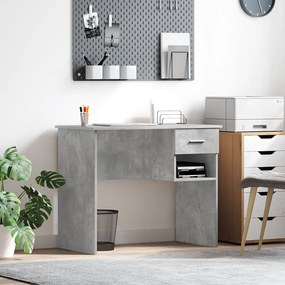 Mesa com armazenamento cinza concreto 90x49.5x75 cm madeira engenheira