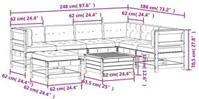 8 pcs conjunto lounge de jardim c/ almofadões pinho impregnado