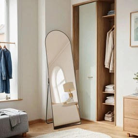 Espelho de corpo inteiro, espelho curvo, de pé ou de parede 160 x 50 cm Preto