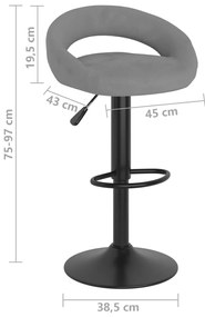 Bancos de bar 2 pcs veludo cinzento-claro