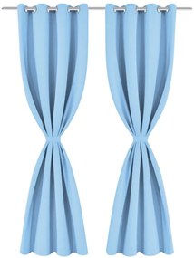 Cortinas blackout 2 pcs com ilhós de metal 135x245 cm turquesa