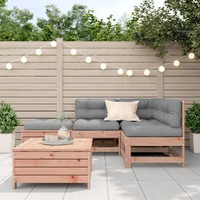 5 pcs conj. lounge jardim com almofadões madeira douglas maciça