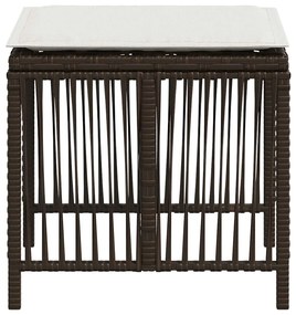 Bancos jardim com almofadões 4 pcs 41x41x36 cm vime PE castanho