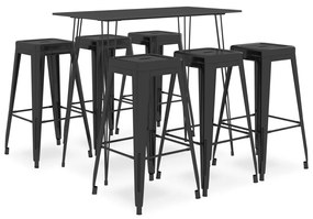 vidaXL 7 pcs conjunto de bar preto