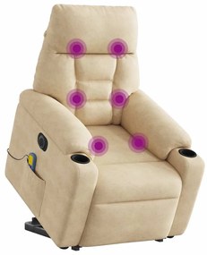 Poltrona de massagens elétrica elevatória microfibra cor creme