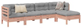 vidaXL 5 pcs conj. sofás jardim c/ almofadões madeira abeto-de-douglas