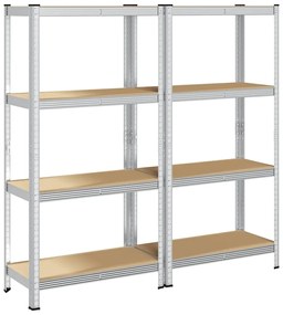 Prateleiras de armazenamento de 4 camadas 2 pcs aço prateado