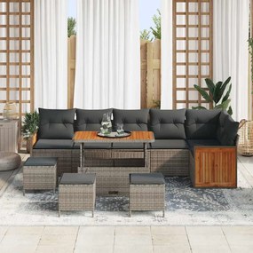 Conjunto de Sofá de Jardim com Almofadas vidaXL de 10 Peças Cinza Ratt