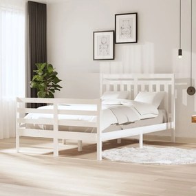 Estrutura de cama 120x200 cm madeira maciça branco