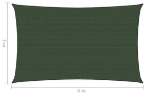 Para-sol estilo vela 160 g/m² 3x6 m PEAD verde-escuro