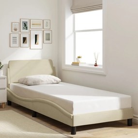 vidaXL Estrutura cama c/ cabeceira sem colchão tecido 90x190 cm creme