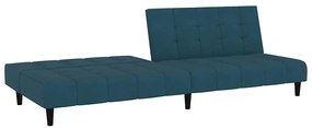 Sofá-cama de 2 lugares veludo azul