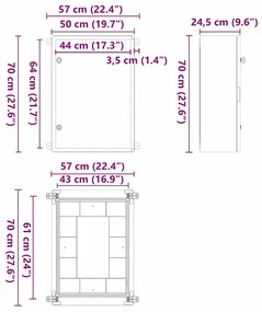 Armário de Controle IP65 Impermeável Cinza 50x24,5x70 cm Plástico ABS