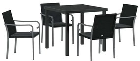 Conjunto de Jantar de Jardim com Almofadas - Rattan Preto e Polipropil