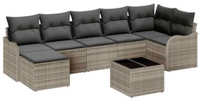 Conjunto de Sofá de Jardim vidaXL de 8 Peças com Almofadas Cinzento Ra