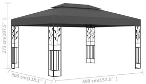 Gazebo com telhado duplo 3x4 m antracite