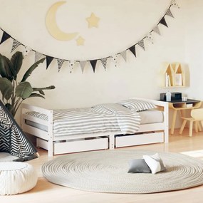 vidaXL Estrutura cama infantil c/ gavetas 80x160cm pinho maciço branco