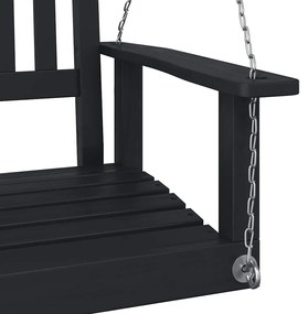 Cadeira de baloiço com correntes de metal abeto maciço preto