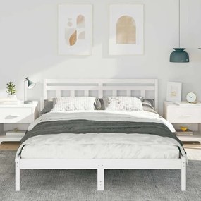 Estrutura da Cama Branco 160 x 200 cm Madeira de pinho maciça