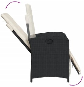 5 pcs conjunto de jantar p/ jardim c/ almofadões vime PE preto