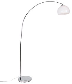 Candeeiro de arco moderno cromado com cúpula branca - Arc Basic Design,Moderno,Retro