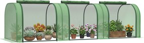 Outsunny Estufa 295x100x80 cm para Jardim Varanda Estufa Pequena para Cultivo de Plantas com 3 Janelas Estrutura de Aço e PVC Verde | Aosom Portugal