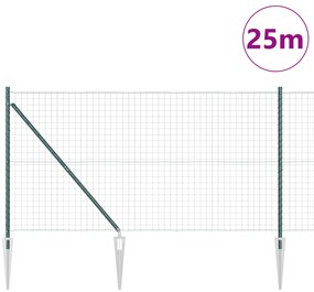 Cerca Euro com 13 Postes de Espeto 1x25 m Aço Galvanizado Verde