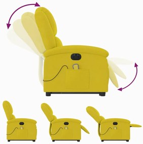 Poltrona massagens reclin. elevatória elétrica veludo amarelo