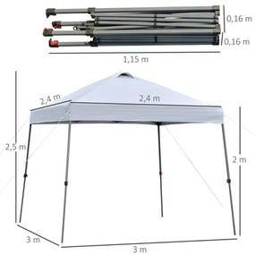 Tenda de Jardim Dobrável - Branco - 3x3m