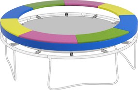 Almofada de proteção para trampolim de 305 cm (ESTRUTURA NÃO INCLUIDA) com cordão elástico resistente às intempéries e aos raios UV, multicolorida