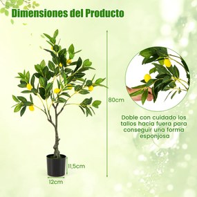Limoeiro artificial 80 cm Planta de limão falsa com vaso em cimento Decoração de interiores Sala de estar Escritório