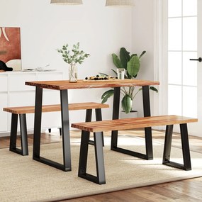 vidaXL 3 pcs conjunto de jantar c/ bordas vivas acácia maciça
