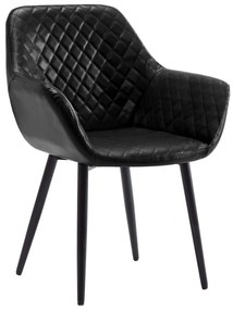vidaXL Cadeira de jantar couro artificial preto