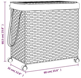 Cesto para roupa suja com rodas 60x35x60,5 cm vime