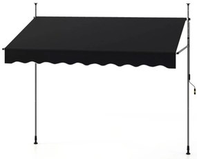 Toldo retrátil manual com manivela, cobertura externa ajustável em altura 250 x 300 cm, branco