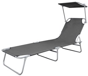 Espreguiçadeira com toldo aço cinzento