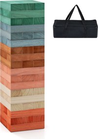 Jogo de Torre de Blocos de Madeira, 15 x 15 x 53 cm, 54 Peças, Multicolor