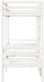 Cama alta c/ secretária/cadeiras 90x190 cm pinho maciço branco
