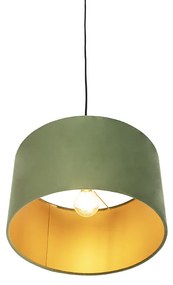 Candeeiro de suspensão com veludo verde com 35 cm ouro - Combi Country / Rústico,Rústico