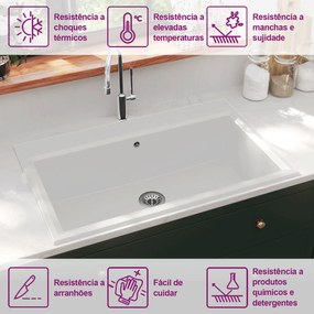 Pia de Cozinha Branca 790x500x193 mm Granito