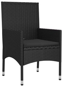 4 pcs conjunto lounge de jardim c/ almofadões vime PE preto