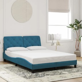 vidaXL Estrutura de cama sem colchão 140x190 cm veludo azul
