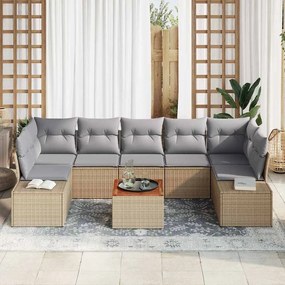 Conjunto de Sofás de Jardim 8 pcs Bege, cinza claro