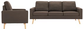 vidaXL 2 pcs conjunto de sofás tecido castanho