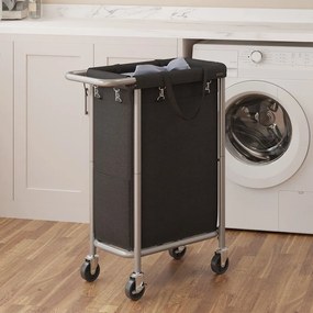 Carrinho para roupa suja de 70 L, 61 x 29 x 81 cm preto